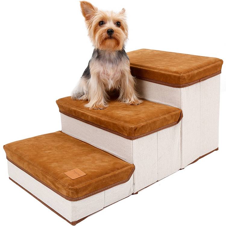 Foldable 2-in-1 3-step Dog Ramp Storage Style Pet Steps Stairs For Bed Pet Stair Indoor Pet Ramp For Dogs Puppies