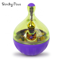 Stock funny water drop shape cat leaking tumbler with ring bell cat toy 8.5cm small leaking device